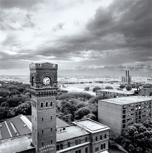 Dearborn Station black and white photo