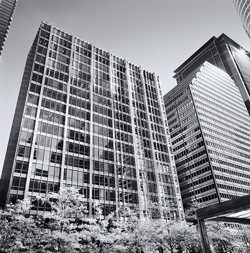 Inland Steel Building black and white photo