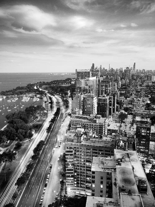 Lake Shore Drive black and white photo