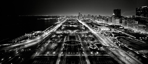 Millennium Park (Night) black and white photo